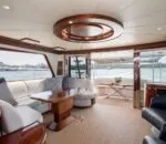 Luxurious interior of the Enigma boat in Sydney with scenic views.