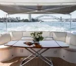 Luxurious seating area on the Enigma boat in Sydney harbor.