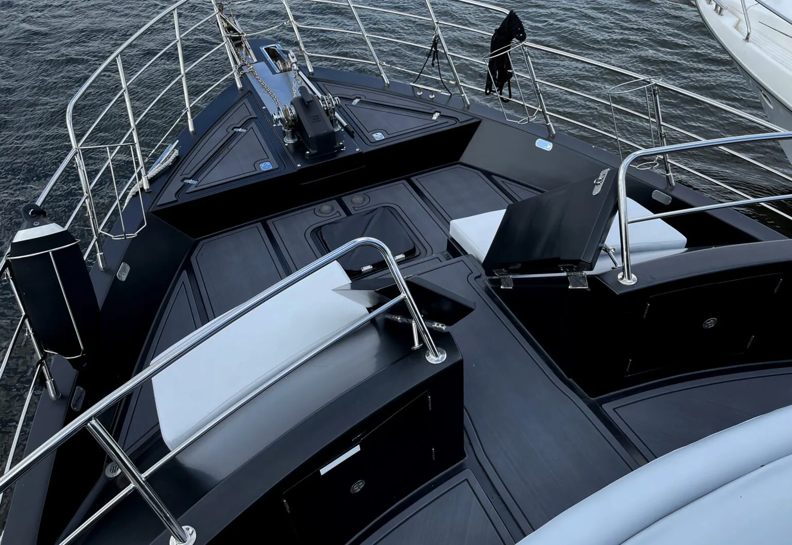 Deck view of the Antares boat in Sydney's waters.