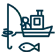Icon of a motor yacht used for premium dreamboat rentals in Sydney 2025, showcasing fishing activities.