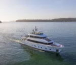 Bluestone superyacht main deck entertaining area with guests - 90-person charter Sydney
